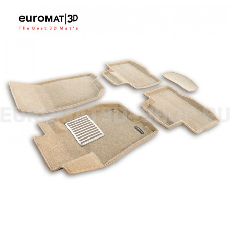 Текстильные 3D коврики Euromat3D Lux в салон для Mitsubishi Pajero Sport (2016-2019) № EM3D-003614T Бежевые