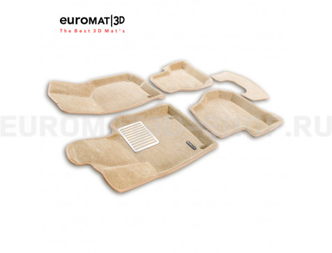Текстильные 3D коврики Euromat3D Lux в салон для Seat Altea (2005-2009) № EM3D-004502T Бежевые