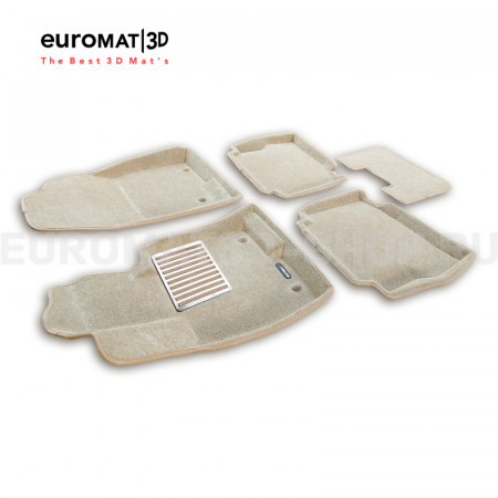 Текстильные 3D коврики Euromat3D Lux в салон для Mazda CX-9 (2017-) № EM3D-003401T Бежевые